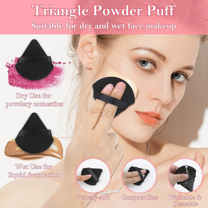 Audab Disposable Makeup Applicators Kit with Triangle Puff Mixing Palette, Artist Supplies Disposable Mascara Wands, Lip Brushes, Hair Clips Powder Puffs for Face with Storage Box - beige