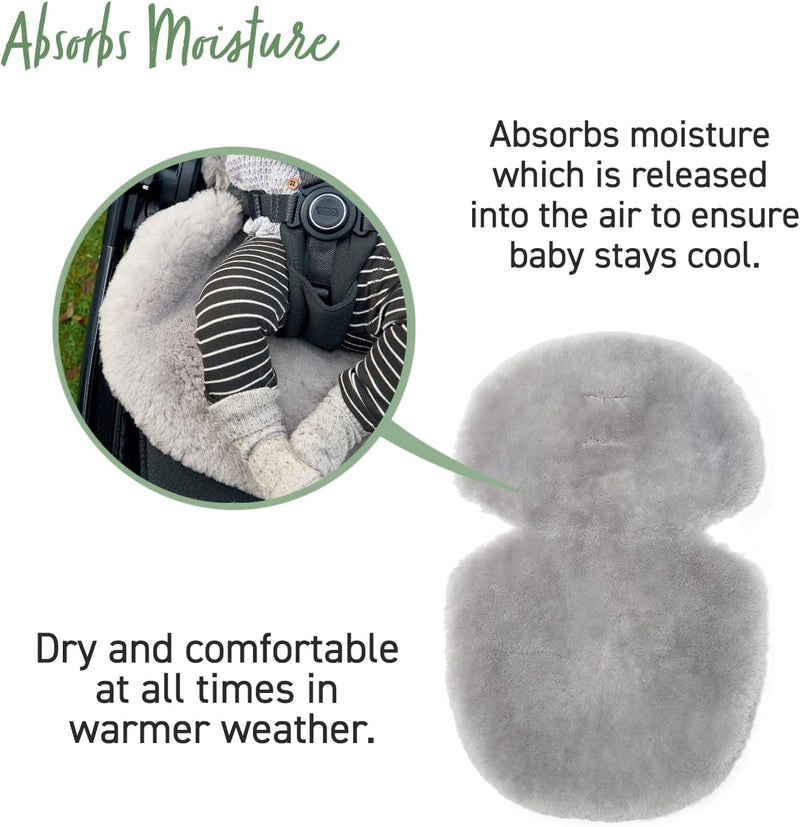 Mamas & Papas Baby Luxury Sheepskin Liner for Pram, Pushchair, Buggy, Stroller – Grey