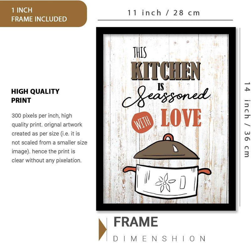 kotart Engineered Wood Photo Frames For Kitchen And Restaurant Wall Decoration - Food Quotes Decor Poster With Frame (11 Inch X 11 Inch, Multi) Design-2, Square)