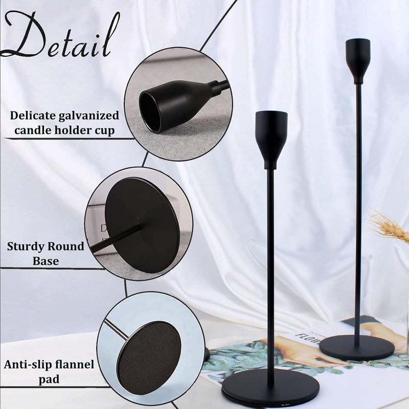 6PCS French Honey Gold Candle Holders,Set of 6 Tall Taper Candlestick fit for 3/4" Thick Pillar Candle&Led Modern Metal Candle Stands Decorative Table Centerpieces for Dinning Party Church,Decorative