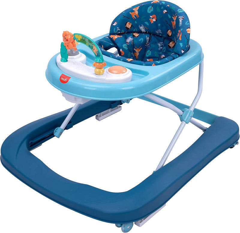 The Moon Brand Stride Height Adjustable Baby/Child Walker with Music-food tray and Toys Play Tray-(From 6 Months To 18 Months)- Rose Pink - Dark Blue
