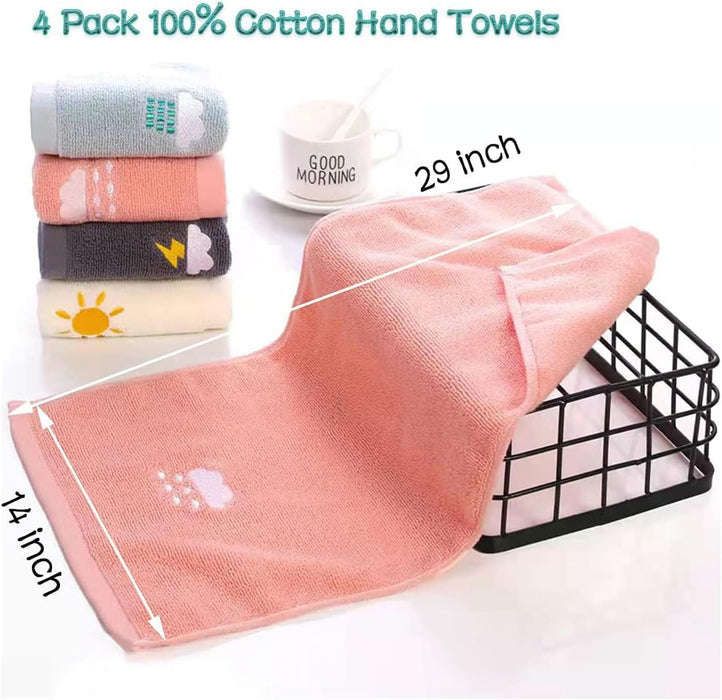 4 Packs Of Cotton Hand Towels,Super Soft And Absorbent For Bathing, Hands,Face,Gym And Spa,Size74*34cm
