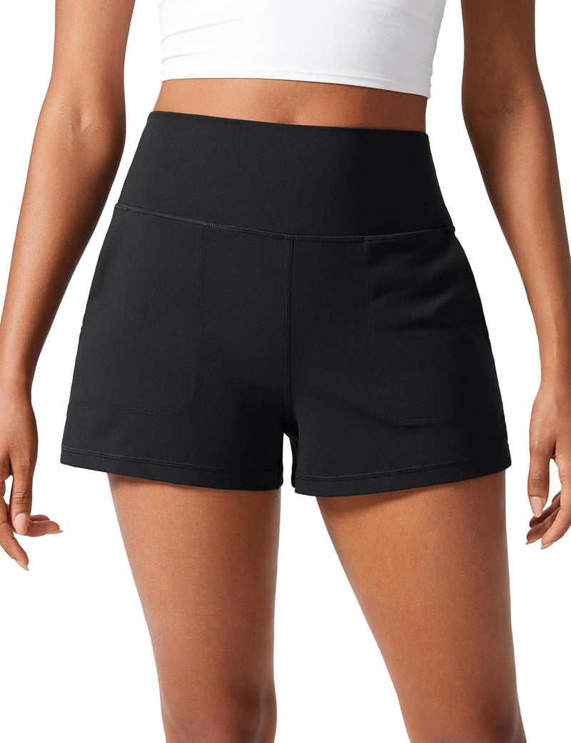 CRZ YOGA Butterlift Short de cintura alta para mujer para yoga Casual Lounge Workout con bolsillos Sin forro
