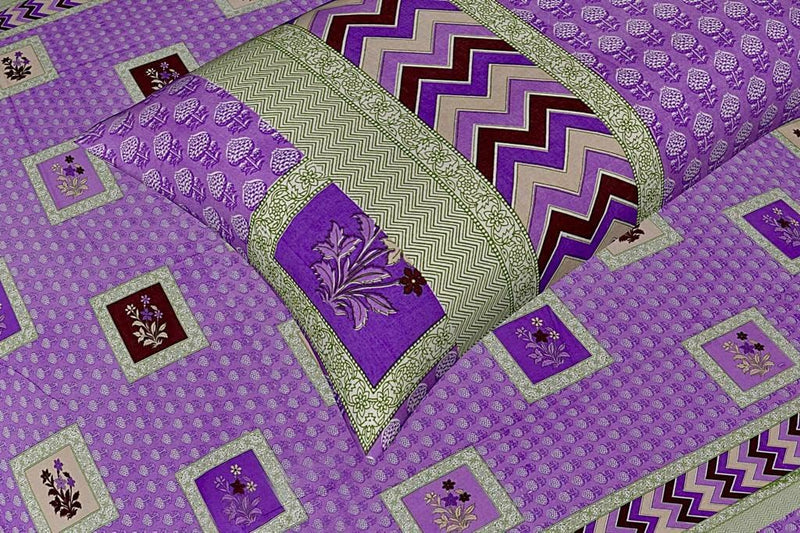 SUFAYA FAB Printed Indian Sanganer Cotton Premium Big Size Bedsheets for Modern Look(108x108) inches,Pillow (17x27) inches