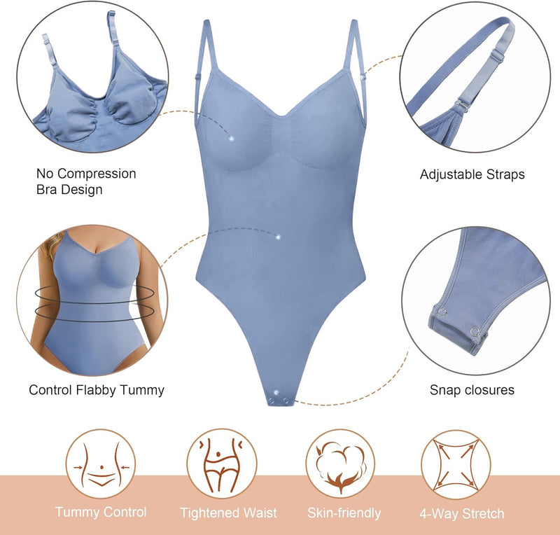 SHAPERX Bodysuit for Women Tummy Control Shapewear Seamless Sculpting Thong Body Shaper Tank Top