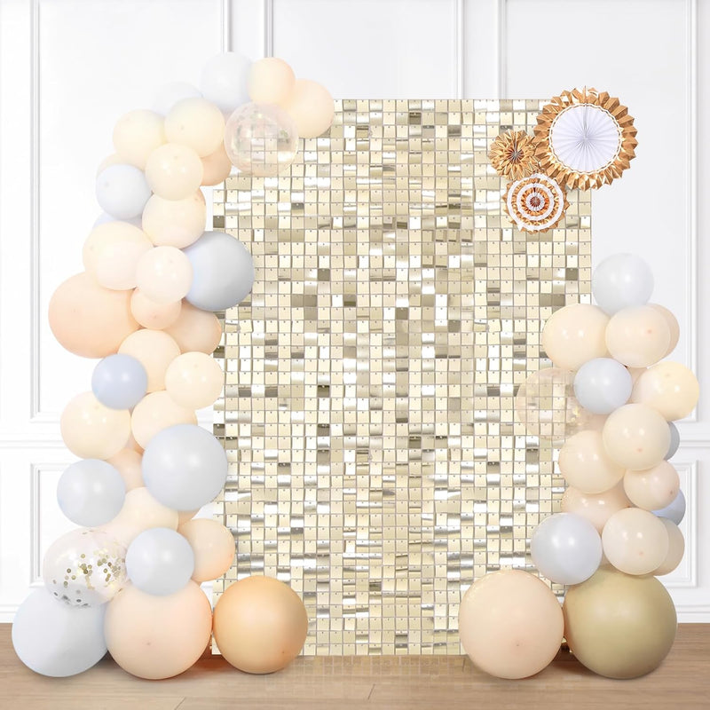 LuoluoHouse Shimmer Wall Panel Sequin Backdrop Panels 12 Packs-Iridescent Silver Backdrop for Graduation Anniversary Backdrop Wall Backdrops Engagement Decoration