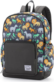 Children's Backpack, Lightweight School Bag for Girls Boys Primary Kindergarten 4-6 Years Waterproof Cute Backpack for A4 Folder Preschool Travel with Chest Strap - Cute Lions