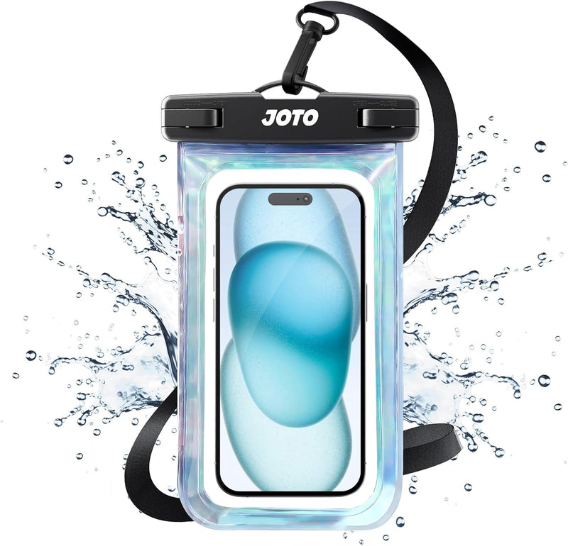 JOTO Universal Waterproof Phone Pouch Cellphone Dry Bag Case for iPhone 17 16 15 14 13 12 11 Pro Max Air Mini Plus Xs XR X 8 7 6S, Galaxy S23 S22 S21 Plus Note, Pixel up to 7" -Black - Standard Sparkle 1 Pack