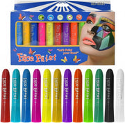 KASTWAVE Face Paint Crayons, 12 Colors Face Paints for Children Halloween Make Up Set, Washable Make Up Set Body Painting for Boys Girls, Non-Toxic, Party Cosplay Face Paint Crayons for Ages 3+