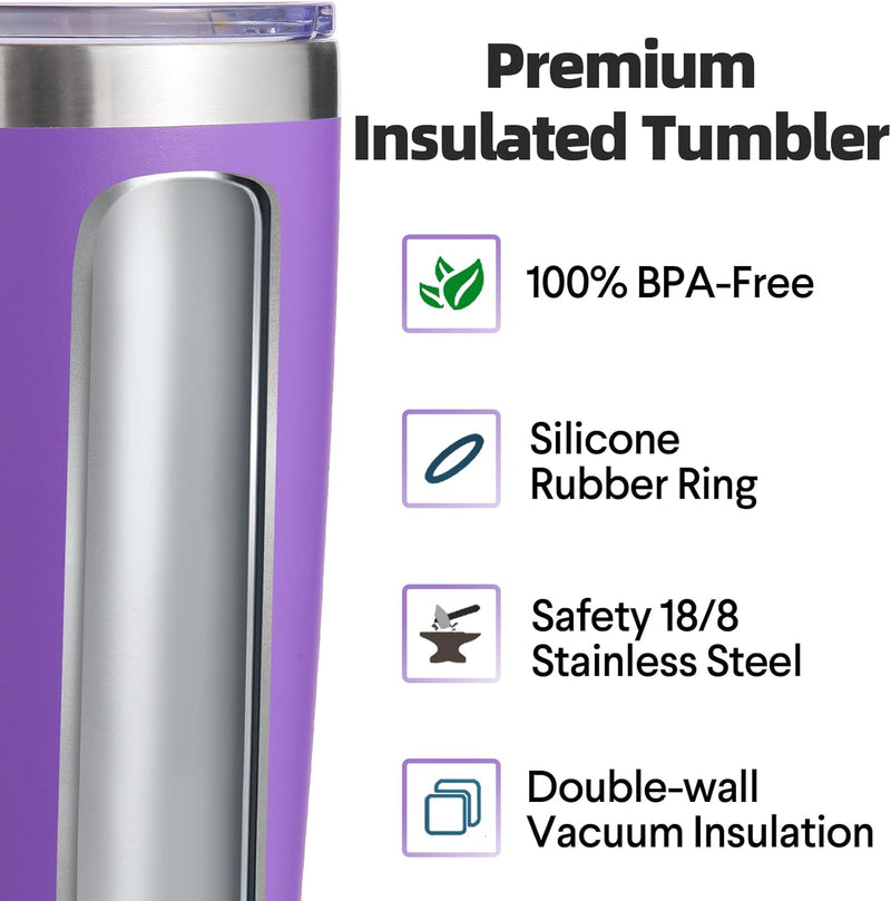 Volhoply 20oz Stainless Steel Tumbler with Lid and Straw,Double Wall Insulated Travel Iced Coffee Mug Fits Car Cup holder,Powder Coated Cups for Hot and Cold Drinks,Gifts for Women Men（White,1 Set）