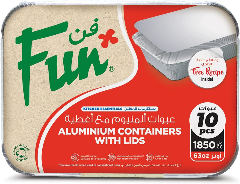 Fun Aluminium Containers with Lids 800Cc (Pack of 10) Leakproof Food Storage Containers, Durable for Meal Prep, Lunch, Takeout & Kitchen Use - 1820 CC