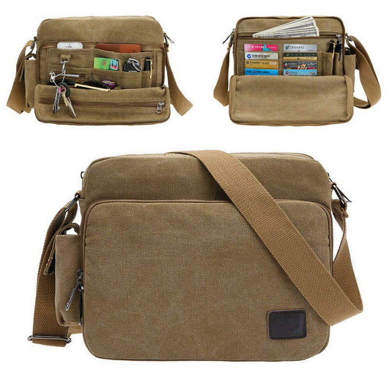 Rubik Shoulder Crossbody Side Bag, Multifunctional Canvas Messenger Handbag Purse for Work Business for Men and Women