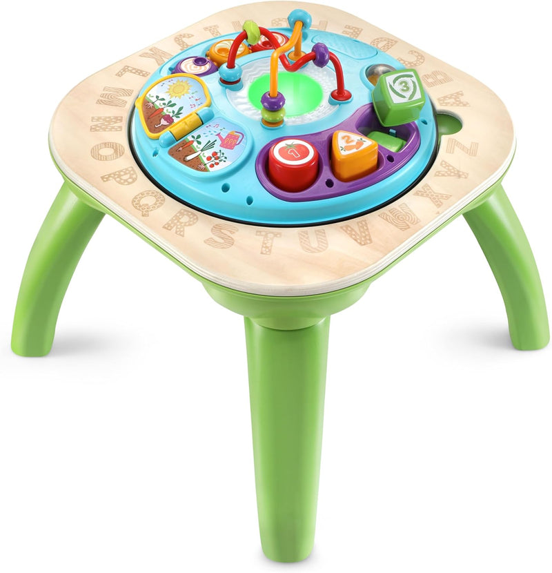 LeapFrog ABCs and Activities Wooden Table Educational play table with letters, numbers, and sensory activities that help toddlers build fine motor skills and early literacy knowledge.