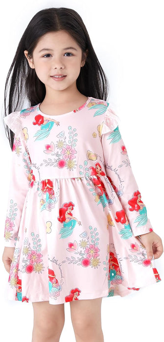 Disney Stitch Minnie Mouse Princess Frozen Girls Tie Back Dress Tween Kids Off Shoulder/Short Sleeve Smocked Outfit 2-13Years