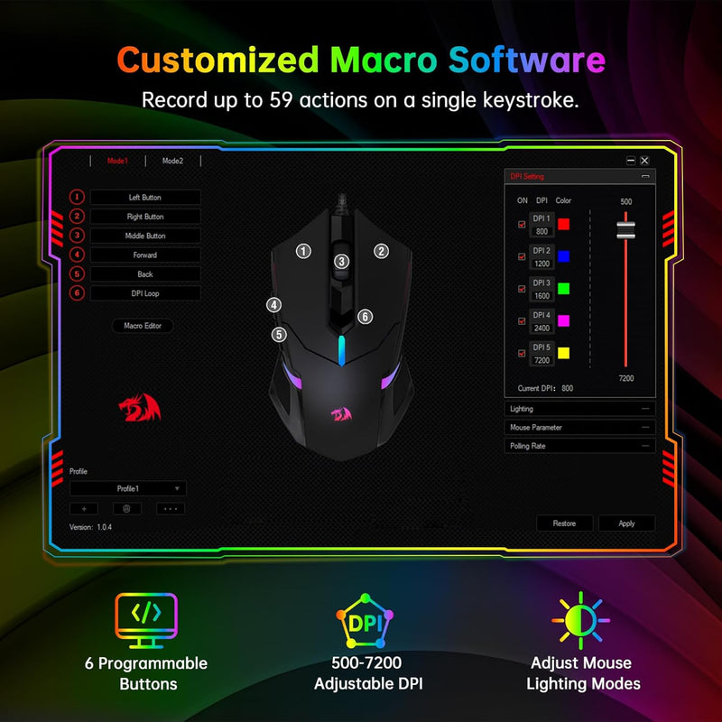 Redragon S101 Wired Rgb Backlit Gaming 4 In 1 Combo