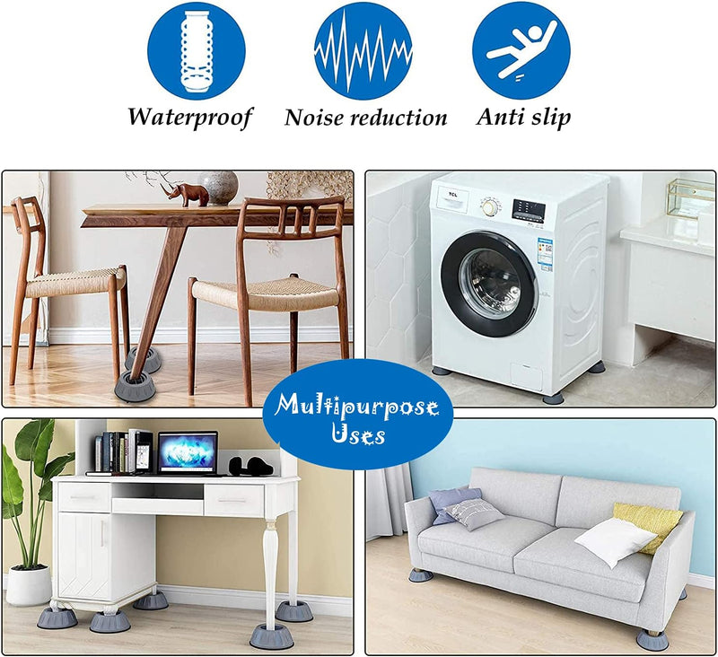 DEVCOMM Anti Vibration Rubber Pad with Suction Cup Feet for Support Heavy Appliances Like Washing Machine Fridge Generator Washer Dryer with Noise Cancelation Features Grey 4 Pcs