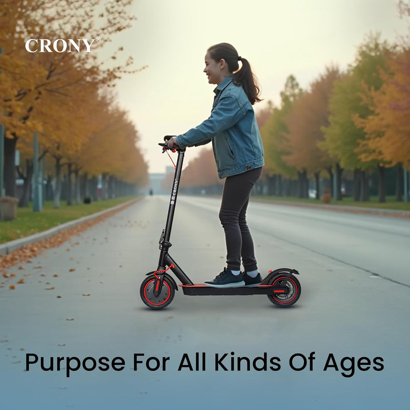 Crony M365 Foldable Electric Scooter, Lightweight Commuter Scooter for Adults Kids, 250W Motor, Smart App Control, 25-45KM/H Max Speed, 10-25KM Range, Red