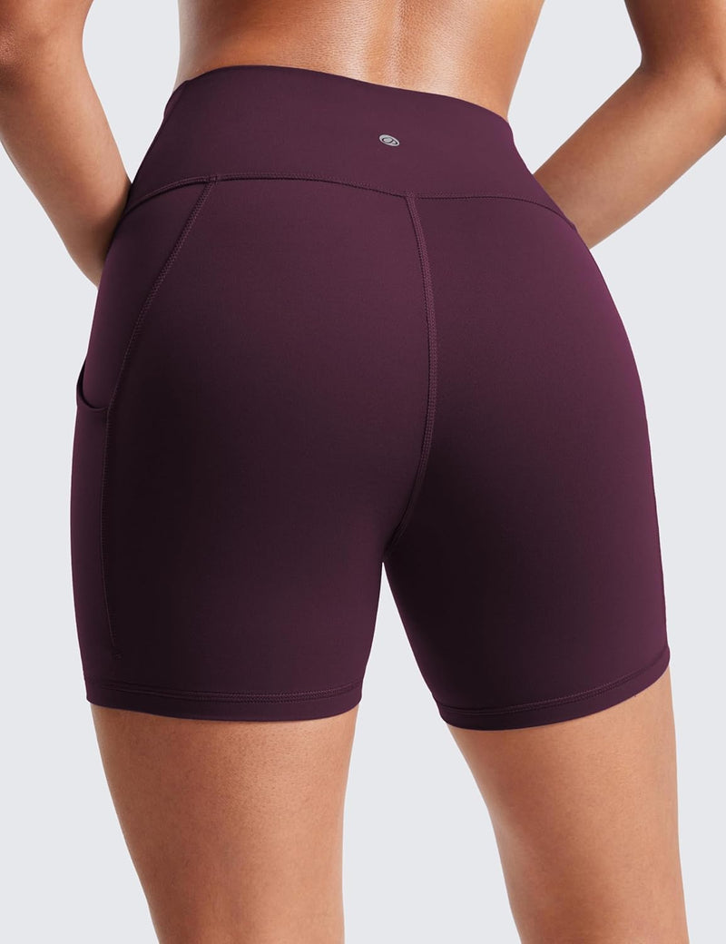 CRZ YOGA Womens Butterluxe Biker Shorts with Pockets 5 Inches - High Waisted Volleyball Workout Athletic Yoga Short Leggings