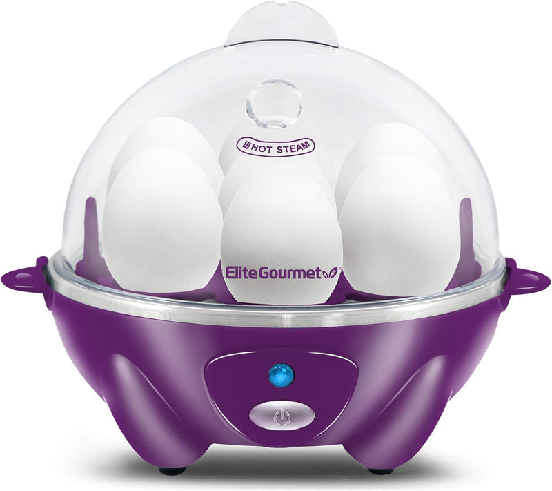 Elite Gourmet EGC322CBL Easy Egg Cooker Electric 7-Egg Capacity, Soft, Medium, Hard-Boiled Egg Cooker with Auto Shut-Off, Measuring Cup Included, BPA Free, Classic Blue