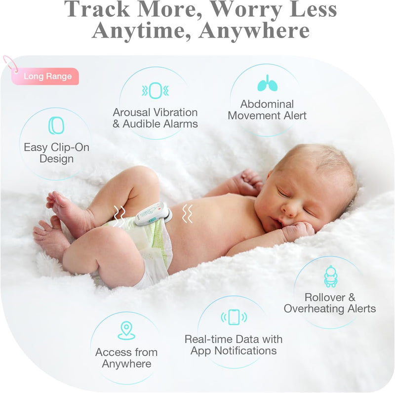 Sense-U Smart Baby Monitor Tracks Baby's abdominal Movement, Feeling Temperature and Stomach Sleeping for Baby Safety with Audio Alarm on Smartphone