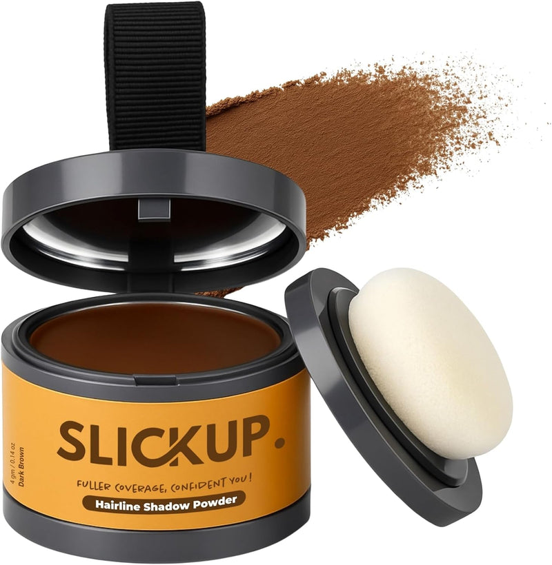 SLICKUP Hairline Shadow Powder for Root Touch Up Instant Hair Colour Stick for Grey Hair Coverage Temporary Hair Powder for Thinning Hair, Bald Spots & Hairline (Dark Brown)
