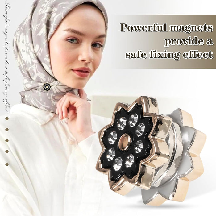 8Pcs Hijab Magnetic Pins, Multi-Use Muslim Scarf Magnetic Hijab Buttons Rhinestone Magnetic Scarf Brooch Modesty Pins Hijab Pins for Women Anti Exposure Fixed Brooches Women
