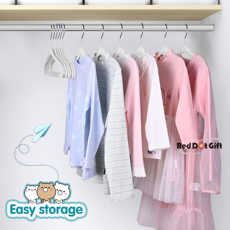 Red Dot Gift® 30-Pack Beige Velvet Kids Hangers - ( 35cm / 14 Inch )Premium Childrens Hangers for Closet, Ultra Thin Cute Hangers Kids Clothes Hanger,Small Hangers for Kids Clothes (Beige, 30)