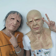 Old Man Mask Realistic Bald Man Mask Wrinkle Full Head Mask Halloween Costume Props