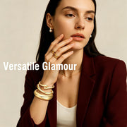 Chunky Gold Bangle Bracelets for Women Trendy 14K Gold Plated Cuff Bracelets Stack, Stackable Statement Bangles, Fashion Jewelry Set for Wedding, Party, Travel Women, Girls, Stylish Gift for Her, 3Pcs