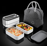 SKY-TOUCH Stainless Steel Lunch Box, Double Layer Leakproof Bento Box with Compartments and Cutlery Set for Adult Kids, Microwave Safe and Dishwasher BPA-Free
