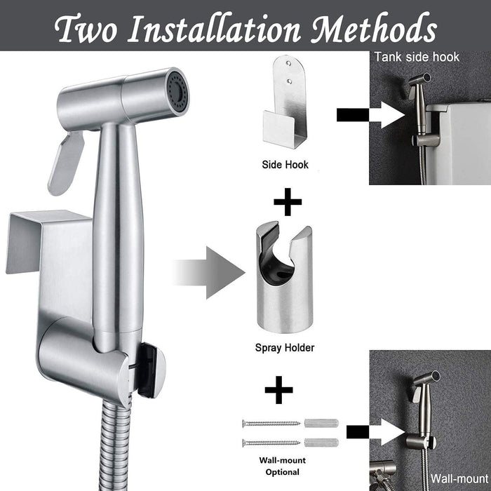 2 Pcs Handheld Bidet Sprayer, Stainless Steel Brushed Nickel Sprayer Toilet Bathroom Shower Head (Style2)
