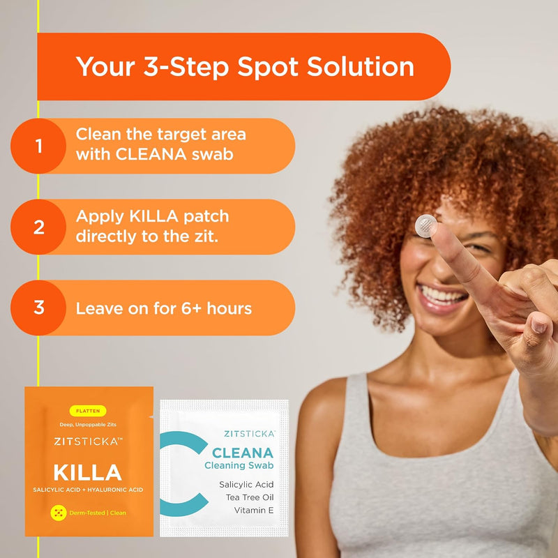 ZitSticka KILLA Kit - Pimple Patch, Spot Treatment,8 Patches and 8 Priming Swabs