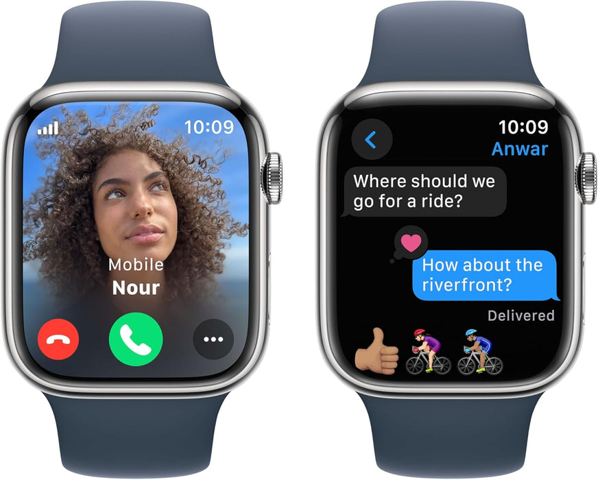 New Apple Watch Series 9 [GPS + Cellular 45mm] Smartwatch with Silver Stainless steel Case with Silver Milanese Loop One Size. Fitness Tracker, Blood Oxygen & ECG Apps, Water Resistant