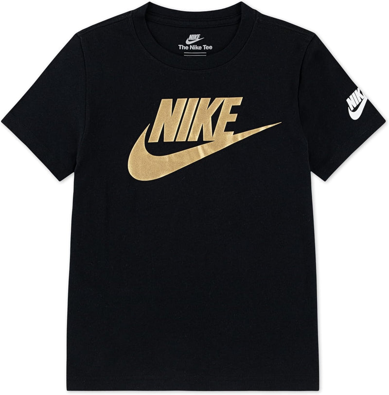 Unisex Kids NKN FUTURA EVERGREEN Tees And T-Shirts (pack of 1) - BLACK/METALLIC GOLD