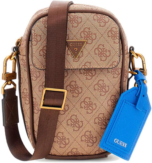 Mens Milano Crossbody Micro Handbag - Beige/Brown