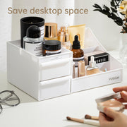 Deli White Cosmetic Storage Box 28.5x17.5x12.5cm - Breathable Organizer with Dustproof Lid & Side Handles - Makeup Organizer
