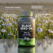 Black Seed Oil Capsules, 90 Days Supply, 2% Thymoquinone, Non-GMO, Gluten Free, Cold Pressed Black Cumin Pills, Nigella Sativa Supports Immune System, Joints, Hair Growth, Skin