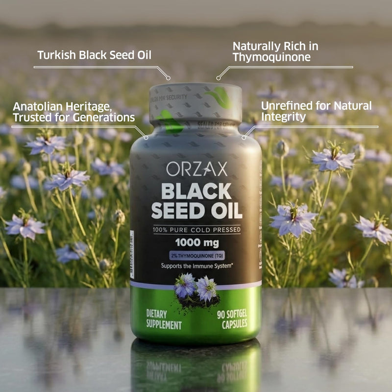 Black Seed Oil Capsules, 90 Days Supply, 2% Thymoquinone, Non-GMO, Gluten Free, Cold Pressed Black Cumin Pills, Nigella Sativa Supports Immune System, Joints, Hair Growth, Skin