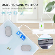 SKY-TOUCH Digital Weight Scale,Bluetooth Body Fat Scale,LED Display and Step-On,Body Composition Monitor Health Analyzer,with USB Charging,26x260x2cm,White
