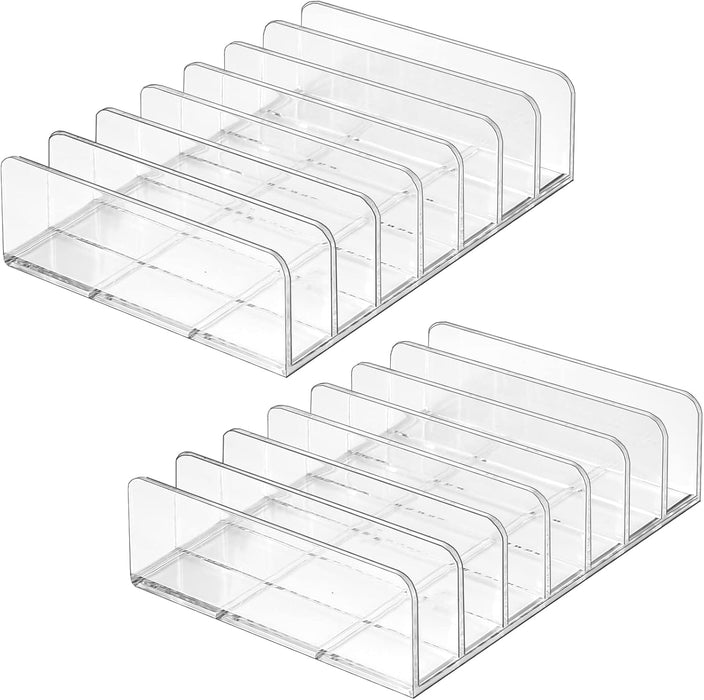 [2 Pack] Lolalet Plastic Eyeshadow Palette Makeup Organizer, 7 Section Divided Acrylic Make Up Pallet Storage Holder Cosmetic Eye Shadow Display Stand Rack -Clear