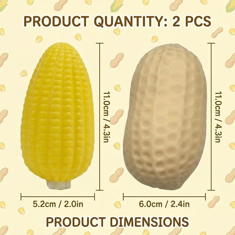 SLEEPHEAD2 Pcs Peanut Squishy and Corn Squishy,Peanut SquishyTools, Weird Squishies for Stress Relief, Anxiety Management, Portable Relaxation Tool for Office, Positive Encouragement Gift