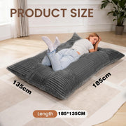 Giant Bean Bag Chair, 3-in-1 Convertible Bean Bag Floor Cushion with Machine Washable Cover,Giant Bean Bag Chairs for Adults, Living Room, Bedroom (Grey) - Grey