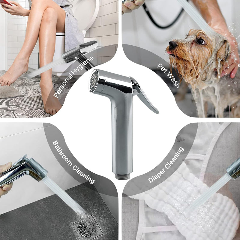 You Bella Shattaf Set, Bidet Sprayer for Toilet with 47inch Stainless Steel Bidet Hose, Wall Mounted Handheld Bathroom Spray for Personal Hygiene, Chrome