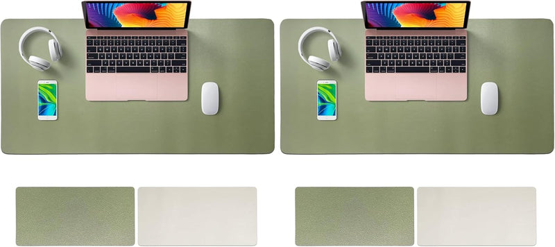 SKY-TOUCH Mouse Pad Large 80x40cm, Leather Computer Pad Office Desk Mat Extended Gaming Mouse Pad, Non-Slip Waterproof Dual-Side USe Desk Mat Protector, Red/Black - Green/Silver 80 x 40 Ø³Ù (Pack of 2)