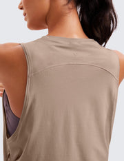 CRZ YOGA Women's Pima Cotton Workout Tank Crop Sports Shirt Sleeveless Yoga Running Tops