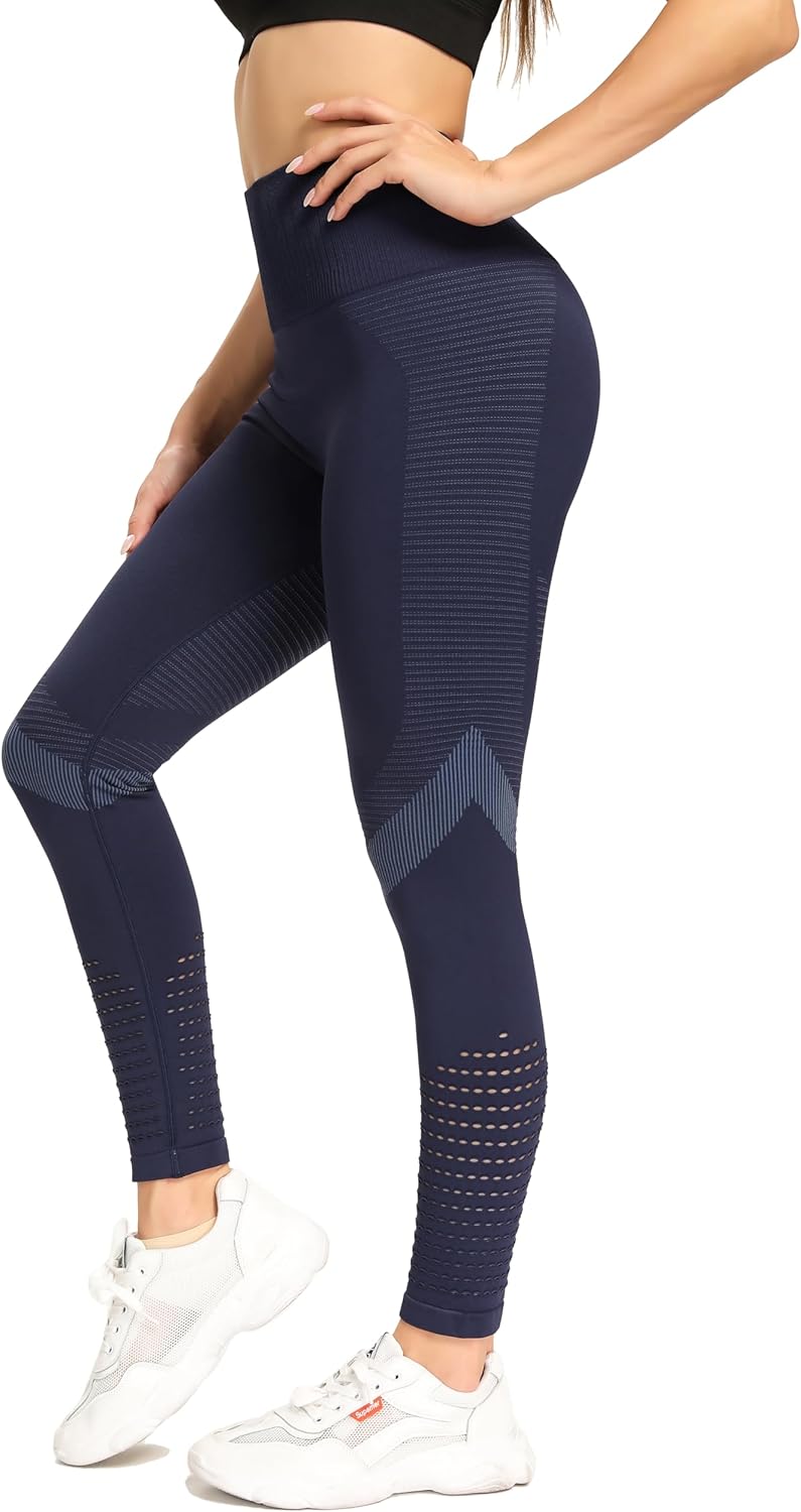 Redqenting High Waisted Leggings for Women Workout Seamless Leggings Yoga Pants Sweat Proof Tummy Control Tights