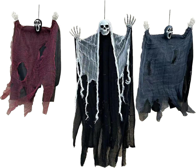 Halloween Hanging Decorations - Skeleton Hanging Ghost Flying Scary Skull Skeleton Decorations for Outdoor Indoor Party Props Haunted House Halloween Decoration (style 2) - style 2