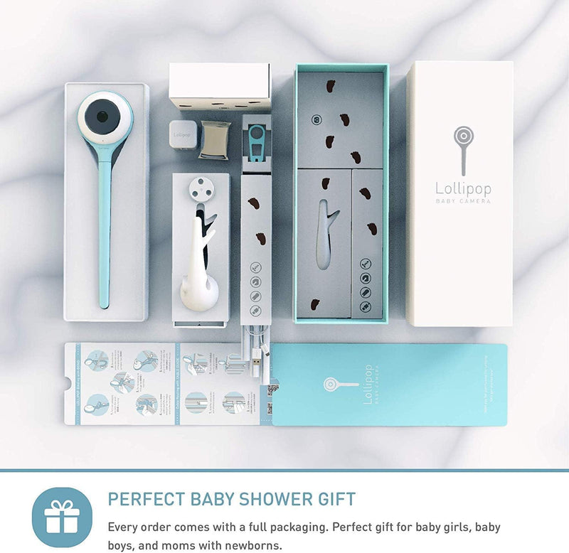 Lollipop Baby Camera with True Crying Detection, Smart Baby Monitor with Camera and Audio with Two Way Talk Back. an Ideal Gift for Baby Shower. Comes with Infrared Night Vision. (Turquoise)