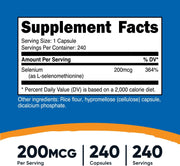 Nutricost Selenium 200mcg, 240 Vegetarian Capsules, L-Selenomethionine Gluten Free, GMO-Free