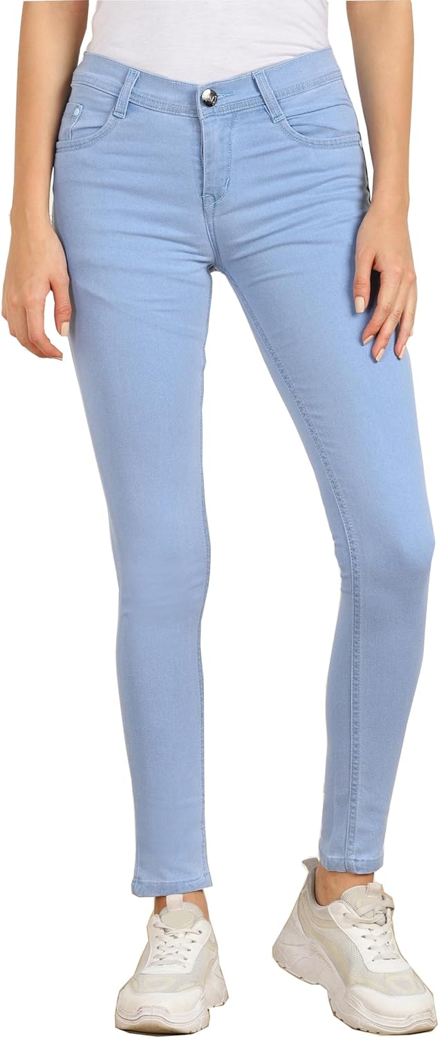 Women's Denim Stretchable Slim Fit Jeans - Sky Blue